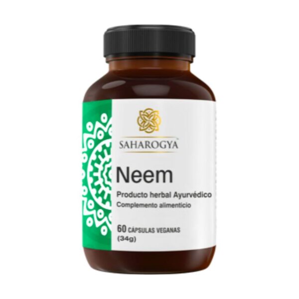 Una botella del suplemento de Neem